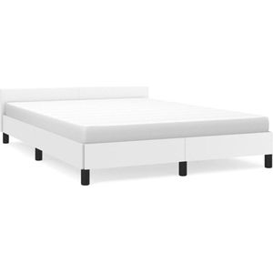 VidaXL Bedframe met Hoofdbord Kunstleer Wit 140x200 cm