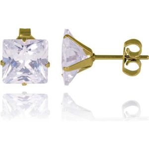 LGT Jewels Stud oorbellen Gold Edition transparent 6mm