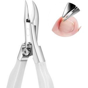 Teennagelknipper - Roestvrij Stalen Teennagelknipper voor Dikke en Ingegroeide Nagels - Pedicure Nageltang met Antislip Handgreep (Wit)