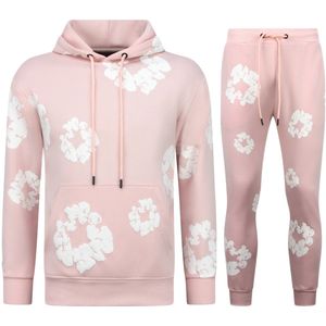 Dik Geweven Heren Trainingspak met Bloemenprint all Over Print - Bloemenpak Heren - Twinset - 5991 - Roze