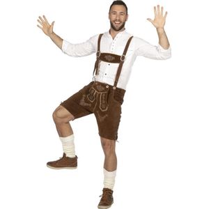 Wilbers & Wilbers - Boeren Tirol & Oktoberfest Kostuum - Bierfeest Lederhosen Heinz Hijs Man - Bruin - Maat 60 - Bierfeest - Verkleedkleding