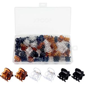 36pcs Mini Haarspeldjes - Plastic Haarclips - Non-slip Mini Haarclips - 1.5cm Acrylaat Haarclauwen - Sterke Grip voor Meisjes en Vrouwen (Zwart/Bruin/Transparant)