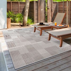 the carpet Lagos robuust buitentapijt, modern, weerbestendig & UV-bestendig, voor balkon, terras en serre, maar ook geschikt voor de keuken, vlak geweven, Cream, 120 x 170 cm
