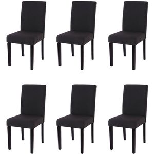 Set van 6 eetkamerstoelen Keukenstoel Littau ~ textiel, zwart, donkere poten