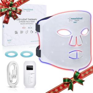 Draagbaar LED Gezichtsmasker met Near Infrared - Rood en Blauw Lichttherapie - 114 LEDs - Anti-veroudering Huidverzorging