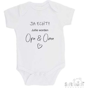100% katoenen Romper ""JA ECHT!! Jullie worden Opa & Oma"" Jongens Katoen Wit/zwart Maat 56/62