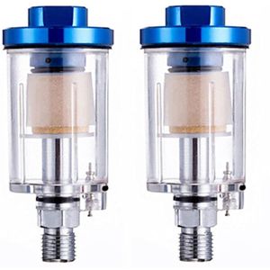 - 2 stks 1/4 Inch Draad Spuitpistool Luchtmeter Regulator- Mini Airbrush Drukregelaar Clear In-Line Tool Waterval Filter- Verf Accessoire Blauw