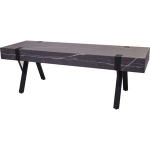 TV rek MCW-L54, TV tafel lowboard TV tafel, metaal 42x120x40cm ~ marmer look grijs