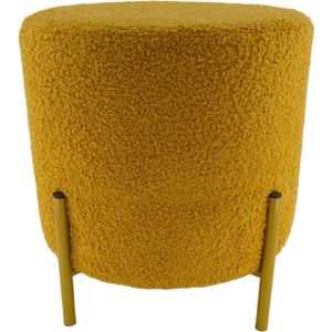 HOME SPIRIT Kruk geel goud 37 x 37 x 38 cm Poef stof metaal
