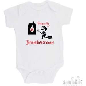 100% katoenen Romper ""Toekomstig brandweerman"" Brandweer Jongens Katoen Wit/zwart/rood Maat 68/74