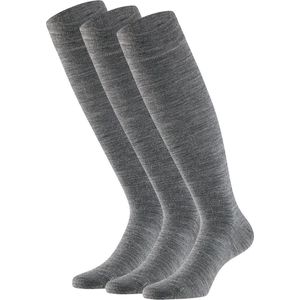 Apollo - Wollen kniekousen - Unisex - 3-Pak - Midden Grijs - Maat 39/42 - Naadloos - Merino wol