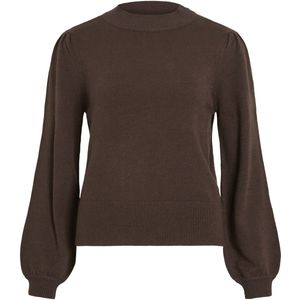 Vila - Viril Turtle-nk Balloon Top - Trui - Coffee Bean - Dames