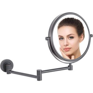 Uitschuifbare Wandspiegel met 10x Vergroting en Draaibare Functie - 20 cm Diameter