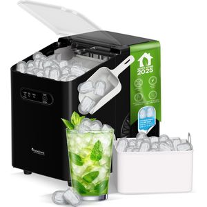 TurboTronic ICM1 IJsblokjesmachine- 1L – 10kg per 24u – IJsblokjesmaker – Zelfreinigend – Compact –Zwart