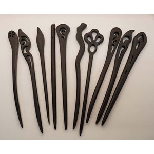 Houten zwart haarstokken 10 stuks - haarstok sierlijke knot - bruiloft haarstok - bruiloft haarpin - haaraccessoires bruiloft - houten haarstokken - houten haarpinnen - houten haardecoratie - haarstyling producten dames - haaraccesoires vrouwelijke