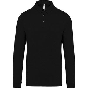 Kariban Heren Jersey Gebreid Poloshirt met lange mouwen (Zwart)