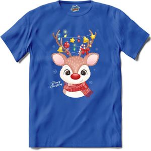 Rendier buddy - T-Shirt - Meisjes - Royal Blue - Maat 12 jaar