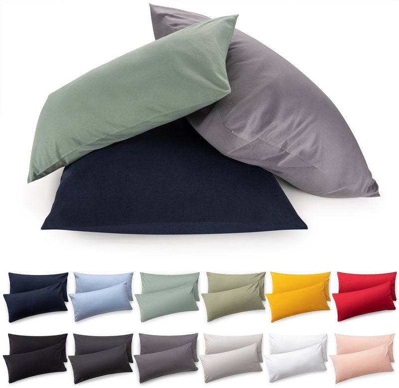 Blumtal - Set Van 2 Kussenslopen - Superzachte Premium Jersey Kussenhoes - 100% Katoen - 50 x 70 cm - Licht Olijfgroen