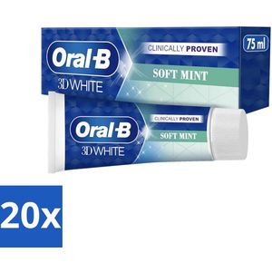 Oral-B - 3D White Soft Mint - Tandpasta - Whitening - Zachte Munt - 75 ml - Bulkverpakking - 20 stuks
