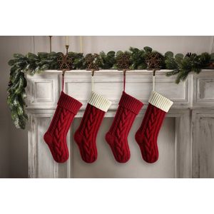 Gebreide kerstsokken - 4 stuks - 46 cm - geschikt voor thuisdecoratie tijdens de feestdagen - geschikt als cadeau voor familie, vrienden en kinderen - Kerstsokken - Kerstbenodigdheden - Kerstdecoratie cadeauzakjes - hangers - decoraties