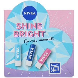 Nivea Shine Brught Lip Care Moments Cadeauset - 3 x 4,8 gr