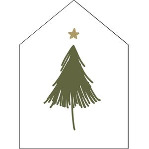 Label2X - Kersthuisje Kerstboom - Groen - Dibond - 40cm hoog - Kerstmis - Kerstdecoratie - Kerst versiering