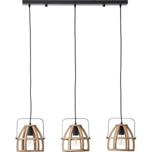Brilliant Lamp Calley hanglamp 3-lamps donker hout/zwart aluminium zwart 3x A60, E27, 42 W