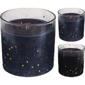 kaarsen - in glas met gouden sterren per 2 stuks - woondecoratie