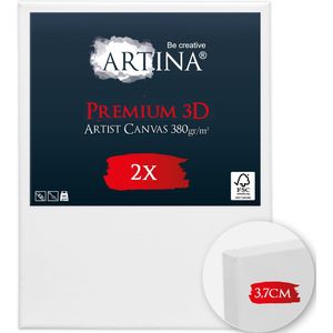 Artina Set van 2 Schildersdoeken 24x30 cm 3D Premium - Voorgerekte Doeken Wit met FSC® Houten Spieraam Stabiele Voorbehandelde Canvas Schildersdoek 380g/m²