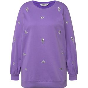 Angel of Style Angel of Style - Dames - Sweatshirt siersteentjes ronde hals ballonmouwen - Purper - Maat 46