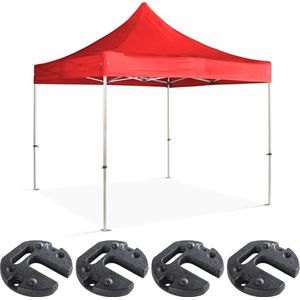 Oviala - Opvouwbare tent 3x3m en 4 rode gewichtsankers