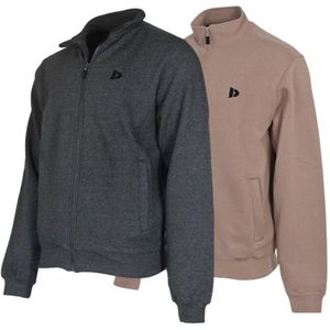 2-Pack Donnay - Sweater zonder capuchon (Bryan) - Sportvest - Heren - Charcoal-marl/Taupe-grey (727) - maat S