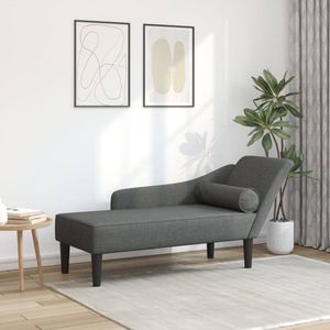 vidaXL Chaise longue - Donkergrijs - Inclusief kussen Chaise Longue - Chaise Longues - Loungebank - Divan