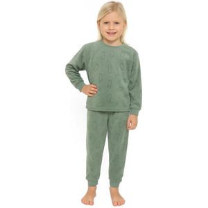 Cocodream - Meisjes Pyjama - Velours - Katjes - Groen - Maat 104