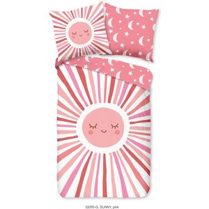 Good Morning - Sunny - Kinderdekbedovertrek - Roze - 135x200 cm - Katoen