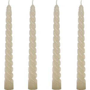 Comforder Set van 4 Gedraaide Kaarsen - 19cm Creme - Lange Draai Dinerkaarsen - Swirl/Twist Candles