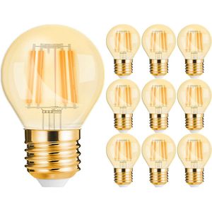 Voordeelpak 10x LED Lamp E27 Kogel Filament - Brinton - Amber 4W 360lm - 822 Zeer Warm Wit 2200K - G45 | Vervangt 32W
