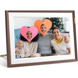White-Label® Digitale Fotolijst met Wifi - Fotolijsten - Frameo App - HD Kwaliteit - Bruin