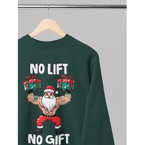 Foute kersttrui - No lift no gift - Wurban Wear | 18+ | Grappige sweater | Leuk cadeau | Unisex sweater | Oversized sweater | Kersttrui heren | Foute kerstkleding | Kerst sweater | Kerst diner | Kersttrui dames | Foute kersttruiendag 2025 | Groen