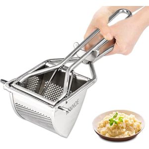 Aardappelpers van Roestvrij Staal - Duurzame Aardappelstamper voor Perfecte Puree - Ergonomisch Ontworpen Keukenhulp - Gemakkelijk te Reinigen en Opslaan - Ideaal voor Aardappelpuree, Stamppotten en Meer