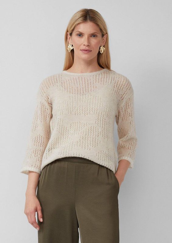 s.Oliver - Strickpullover - Semi-transparante Trui - Ajour-details - Bloemenpatroon