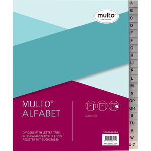 Tabbladen Multo A5 17-gaats alfabet PP grijs - 10 stuks