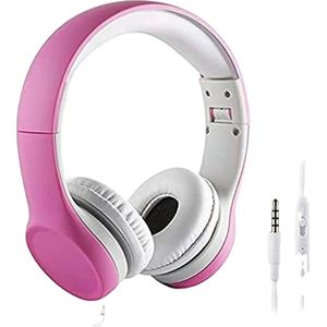 Koptelefoon kinderen met draad en microfoon Roze - Geschikt voor jou kind met kabel max 85 db - Koptelefoons in blauw en roze verkrijgbaar - Hoofdtelefoon met verstelbare beugel