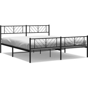 vidaXL - Bedframe - met - voetbord - zonder - matras - metaal - zwart - 180x200 - cm