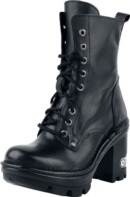 New Rock - Enkellaars - Zwart - Koeienleer