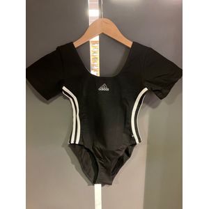 Adidas gym/turnpakje zwart/wit katoen maat 164 korte mouw