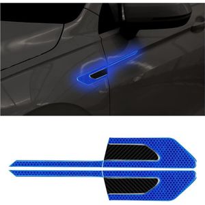 Koolstofvezel auto reflecterende 3D hoge intensiteit nachtzicht stickers - 2 stuks auto spatbordstrips veiligheidswaarschuwing (blauw) .
