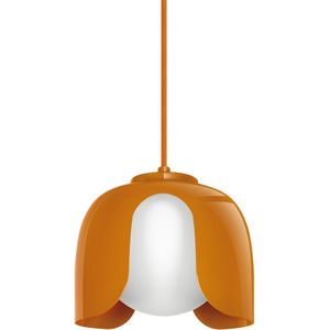 OSRAM DECOR Corolle Hanglamp, Oranje Metaal Glas, E27 Versie, Textielkabel, 200mm, Retro stijl