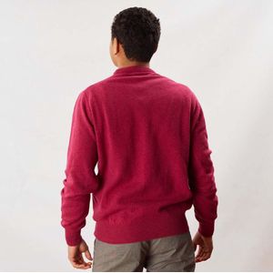 Osborne Knitwear Trui met ronde hals - Sweater heren in Lamswol - Pullover Heren - Rosehip - 3XL