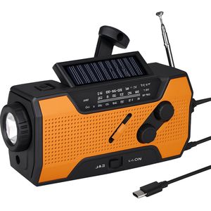 Noodradio op batterij incl. 2000mAh powerbank - Draagbare Radio - Opwindbare Radio - Noodradio solar opwindbaar
